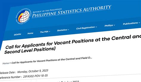 government ph psa hiring|Call for Applicants for Vacant Positions at the Central and Field .